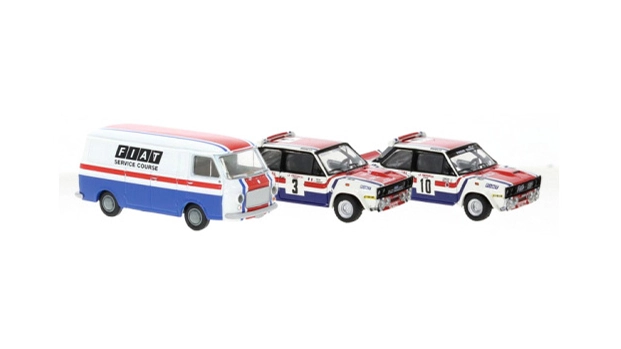 Set 3 veicoli Fiat 131 Abarth e 238 Service France