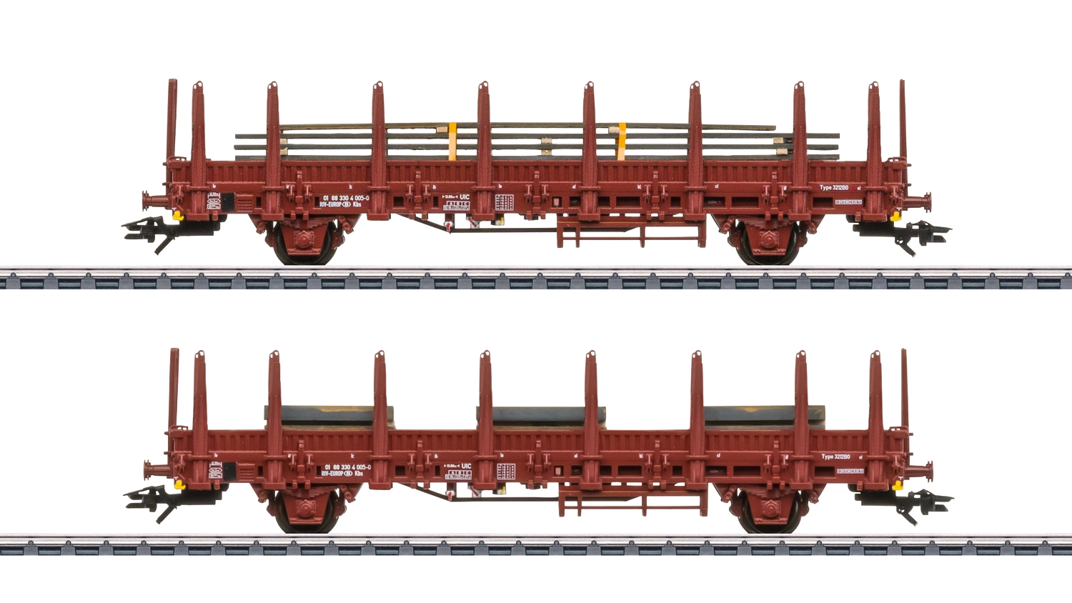 Set di 2 carri con stanti Tipo Kbs (SNCB) tiranti di rinforzo